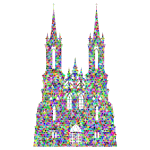 Prismatic Triangular Mosaic Gothic Castle Silhouette