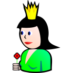 Queen of Clubs cartoon vector drawing