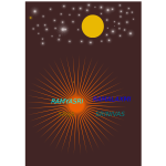 Sun, stars and a spiky orange star vector image