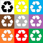 Recycling symbols in different colors