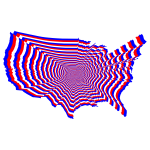 Red White And Blue US Map Outline Zoom