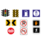 Vector drawing of selection of traffic road signs in color