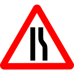 Road sign narrows