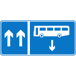 Bus in opposite lane information traffic sign vector image