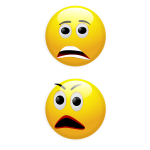 Vector graphics of two anxious smilies
