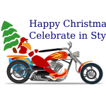 Santa the biker on chopper vector illustration