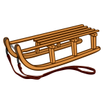 Wooden sled line art vector drawing
