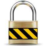 Vector graphics of bronze padlock with stripes