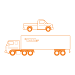 Semi and pickup trucks vector illustration