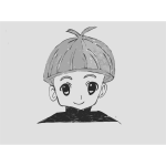 Vector clip art of small manga boy drawing