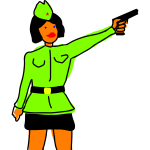Female soldier caricature
