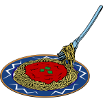 Vector clip art of spaghetti and sauce serving
