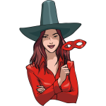 Woman in witch costume vector drawing