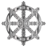 Stainless Steel Ornate Dharma Wheel