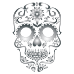 Stainless Steel Sugar Skull Silhouette No Background