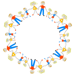 Family cartoon circle