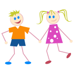 Stick Figure Kids in colorful clothes vector image