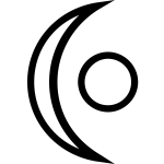 Illustration of a symbol with crescent shape and a circle