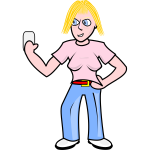 Angry teen girl with mobile phone vector image
