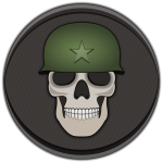 Skull with military helmet