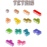 3D Tetris blocks vector illustration