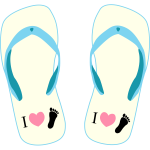 Flip flops with "I Love Foot" symbol vector image