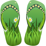 Green flip flops footwear