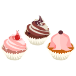 Three delicious cupcakes