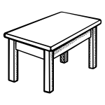 Vector image of simple rectangular shape table line art