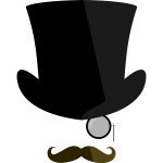 Top hat moustache monocle