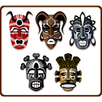 Vector image of set of African masks