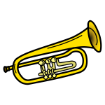 Yellow trumpet line art vector illustration