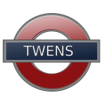 London underground station sign for Twens vector illustration.