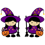 Twin Halloween witches