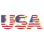 USA Flag Typography Gold No Background