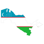 Uzbekistan Map Flag With Stroke