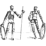 Vector clip art of pair of dynamic figures constructed from metal links