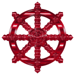 Vermillion Ornate Dharma Wheel