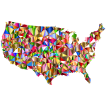 Vibrant Colorful Low Poly America USA Map