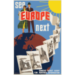 Graphics of European vintage travel poster