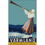 Drawing of vintage travel poster Varmland