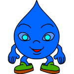 Water drop with arms and legs