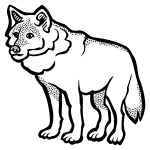 Thick outline wolf illustration