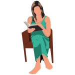 Woman sitting in chair and reading