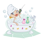 Woman in bubbly bath