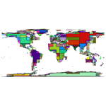 World Map Abstract Blocks
