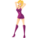 Stripper in violet dress and boots