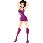 Posing model in purple clothes