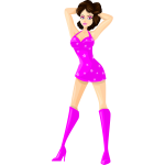 Dark-haired lady in pink clothes