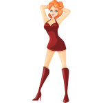 Red stripper clothes on a girl